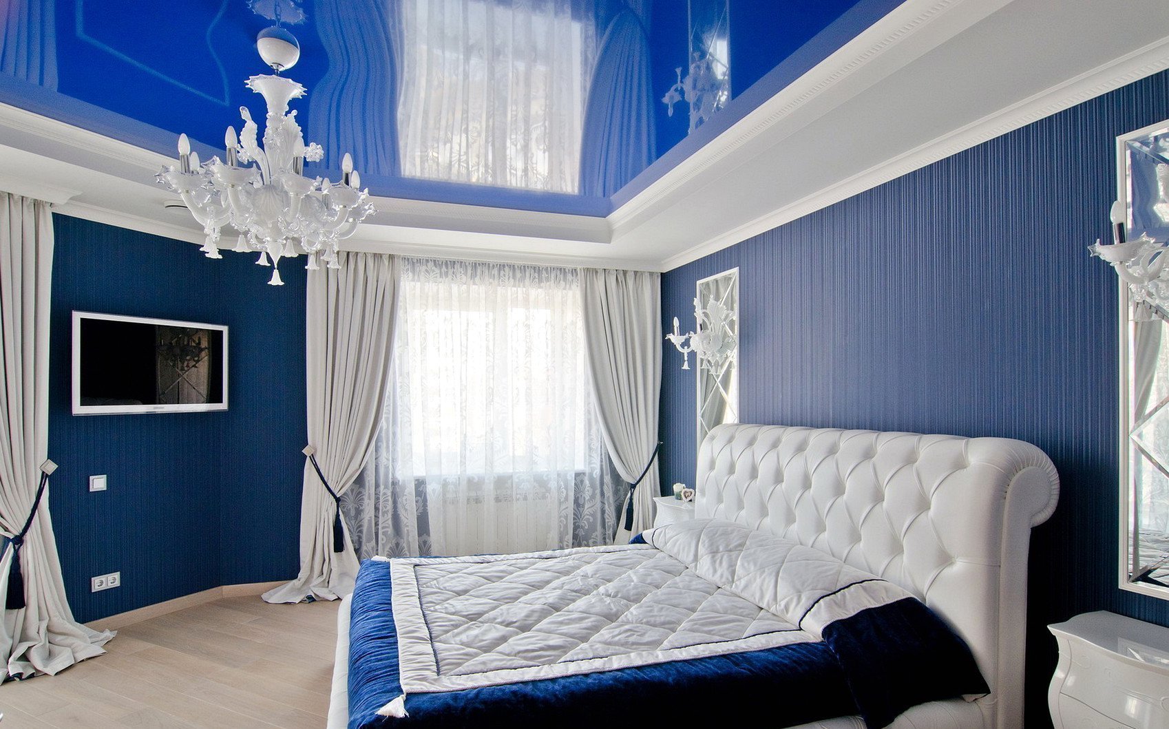 chambre à coucher dans des idées de photo de couleur bleue