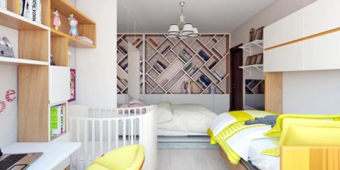 bedroom and children in one room decor photo