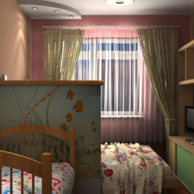 غرفة نوم والأطفال في غرفة الديكور صورة واحدة