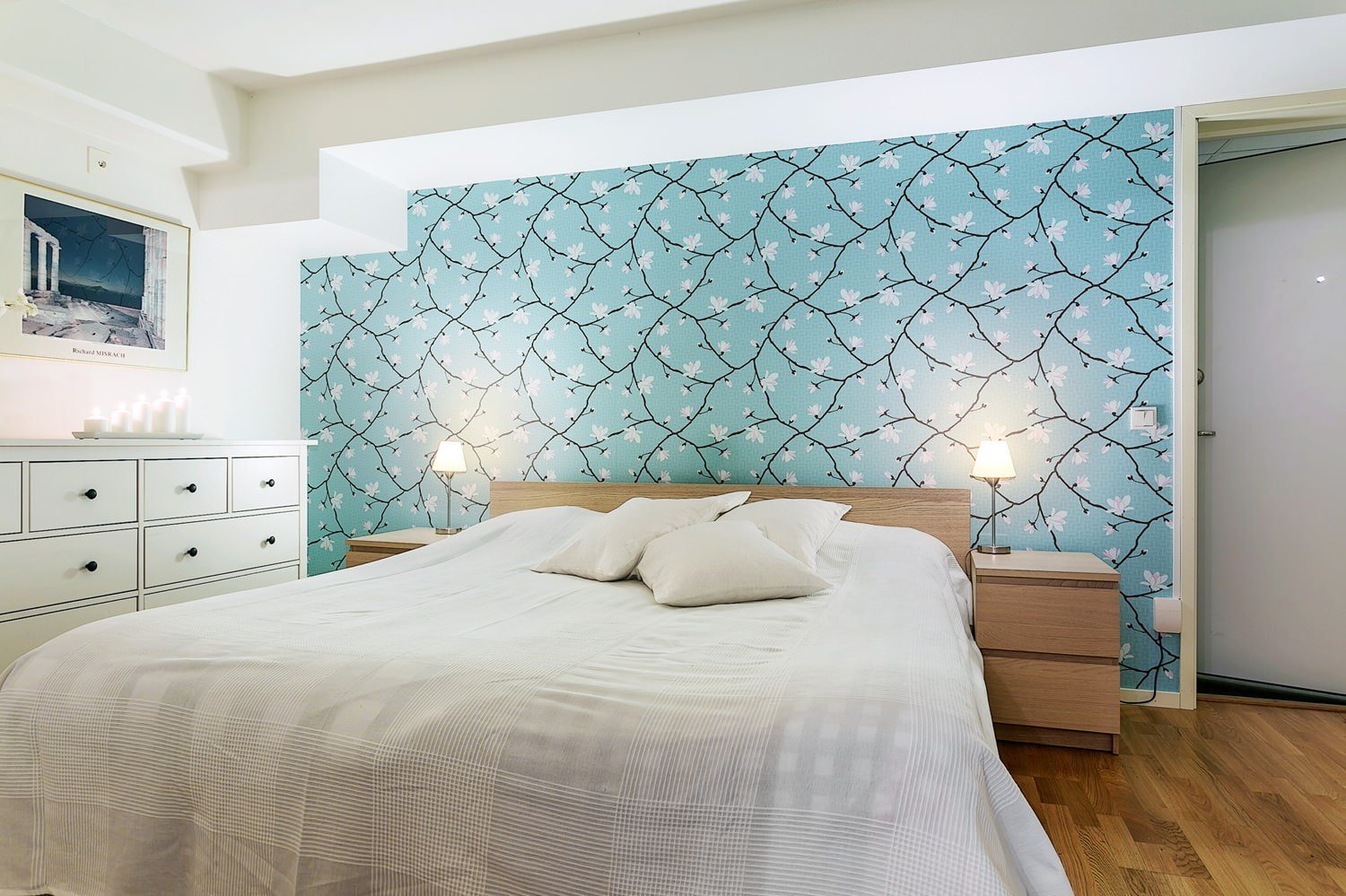 turkuaz yatak odası fotoğraf tasarımı