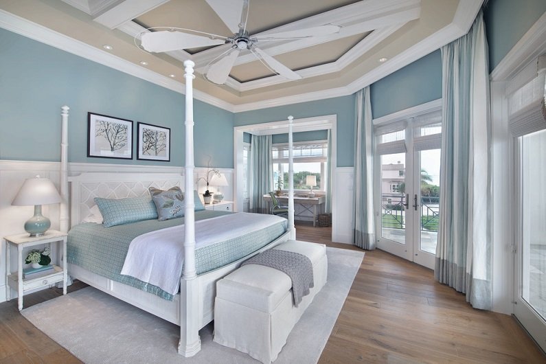 mavi dekor fotoğraf yatak odası