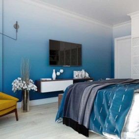 חדר שינה בפנים צילום כחול