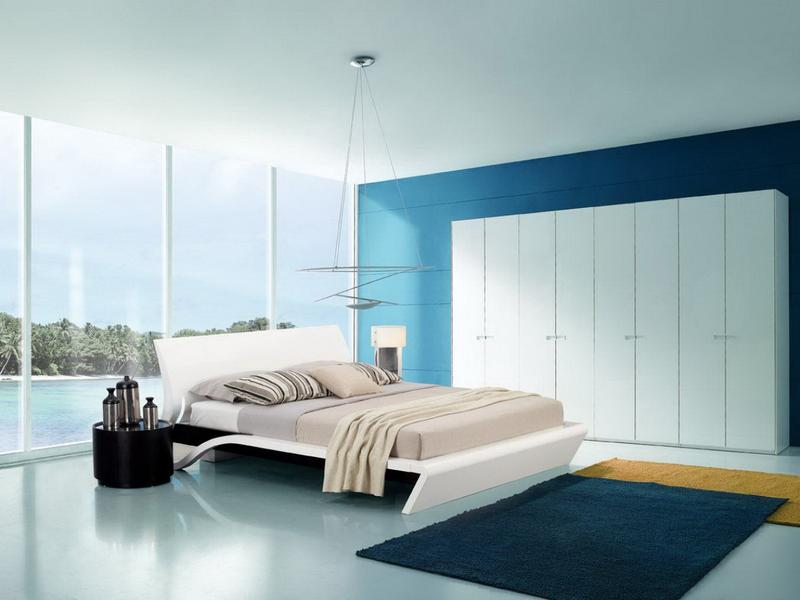 חדר שינה באופציות כחולות