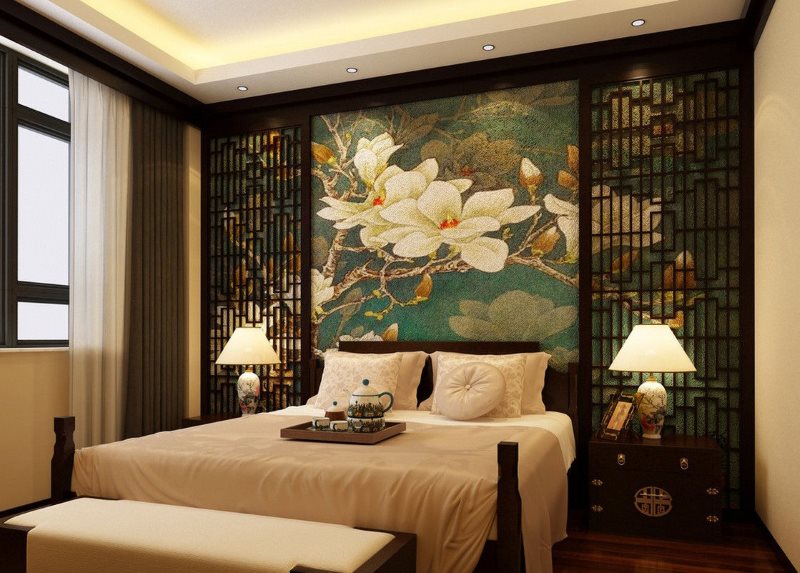 Çin tarzı küçük yatak odası iç