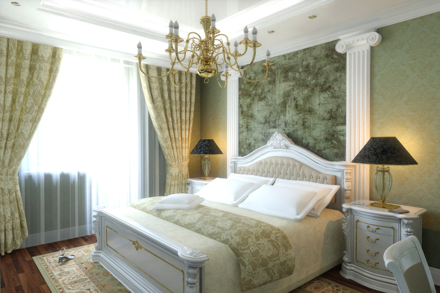 klasik yatak odası dekor