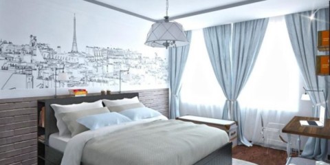İskandinav yatak odası dekor fotoğraf