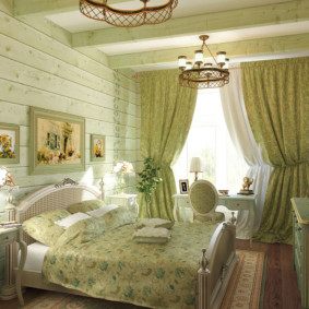 ภาพถ่ายภายในห้องนอนสีเขียว