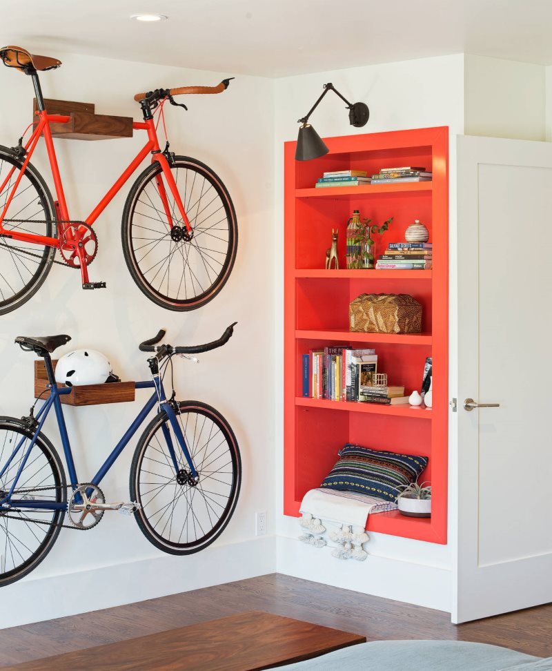 Storage of bicycles in the hallway of a country house