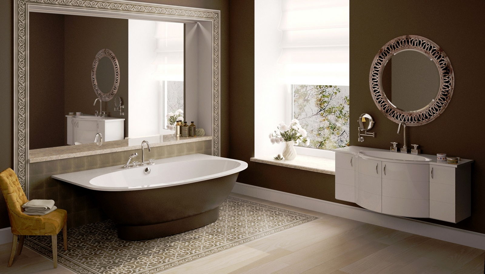 hauteur de miroir au-dessus des idées de décoration de lavabo de salle de bain
