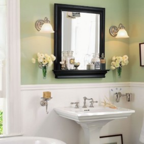 ارتفاع المرآة فوق أفكار خيارات بالوعة الحمام