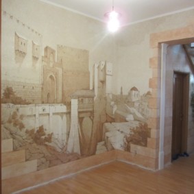papier peint liquide dans le couloir château sur le mur