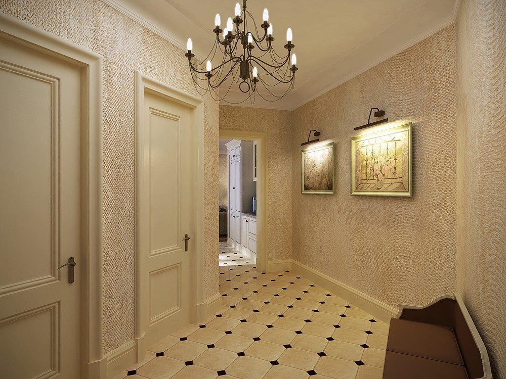 giấy dán tường chất lỏng ở hành lang theo phong cách cổ điển