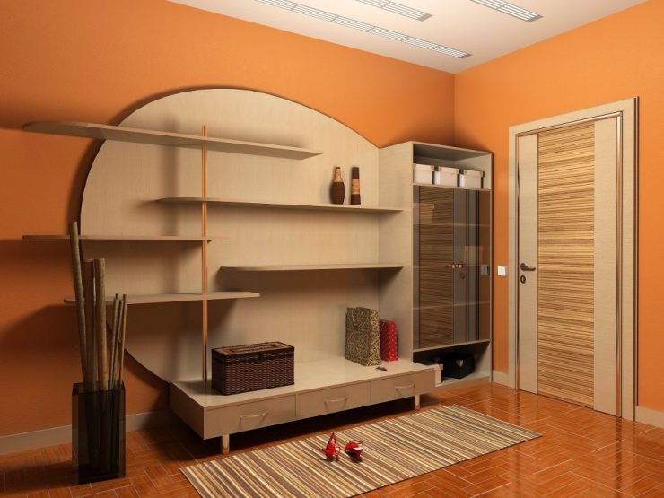 hallway in an orange apartment