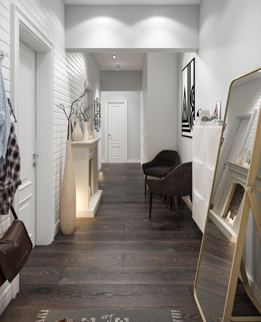 Miroir de plancher de couloir de style scandinave