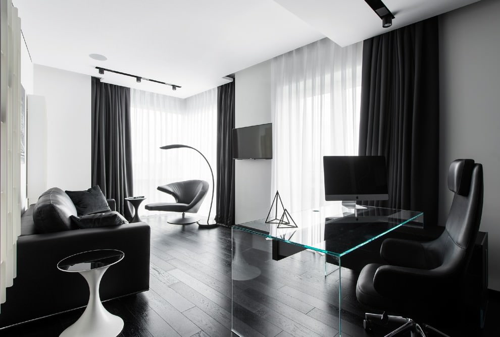 Siyah beyaz modern bir oturma odası iç