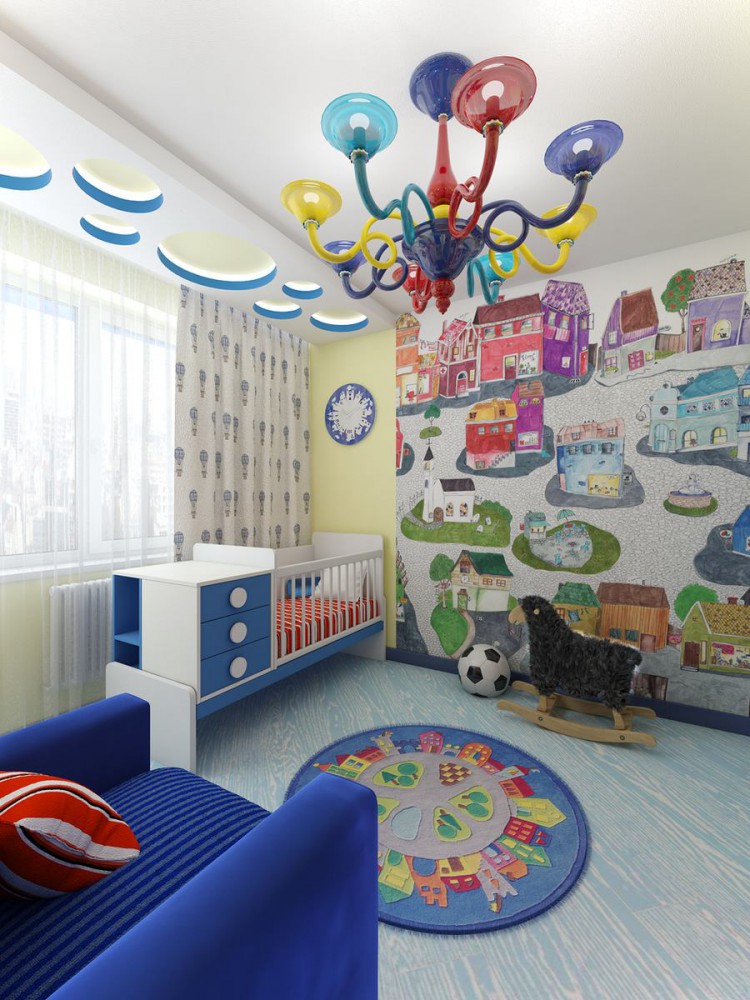 Intérieur d'une chambre d'enfant après réaménagement d'un appartement de deux pièces