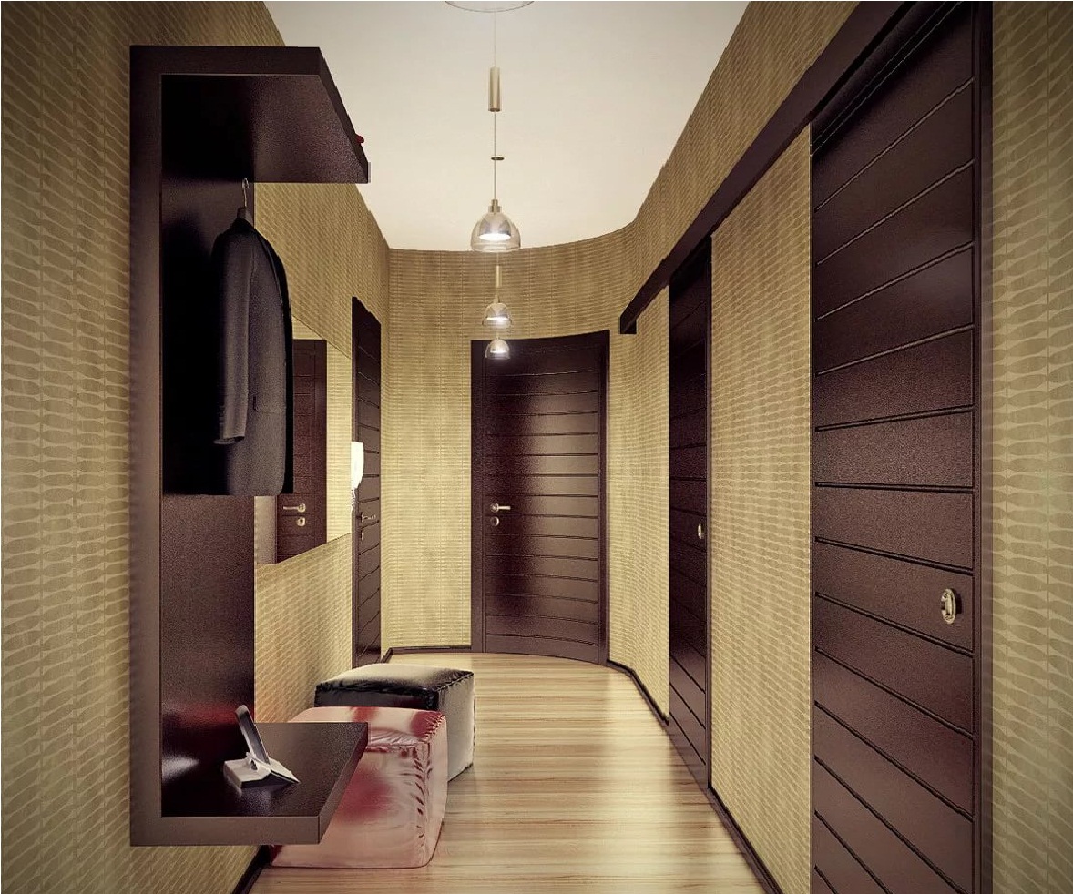 panel evde dar bir koridor tasarımı