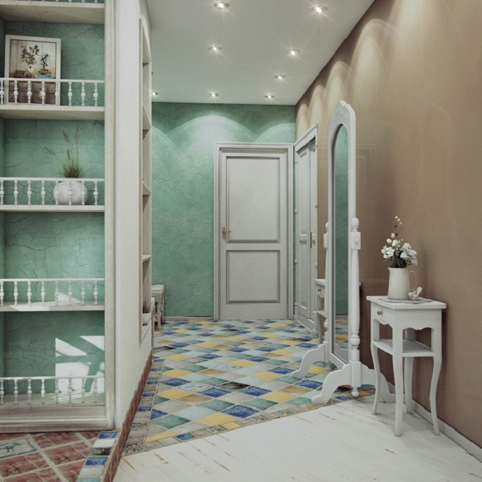 corridor design with wallpaper