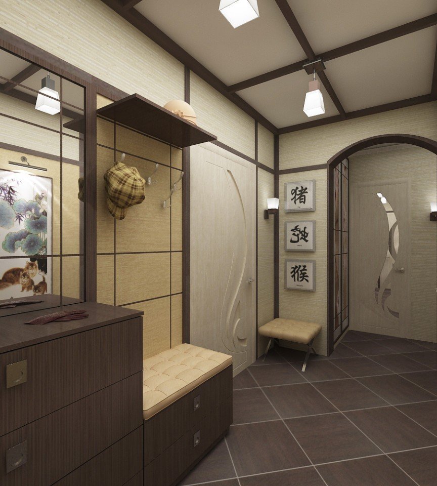 Conception de plancher de couloir de style japonais