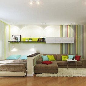 oturma odası yatak odası tasarımı 16 metrekare tasarım fikirleri