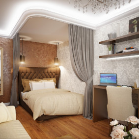 oturma odası yatak odası tasarımı 16 metrekare dekor fikirleri