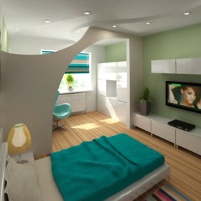 oturma odası yatak odası tasarımı 16 metrekare dekor fikirleri