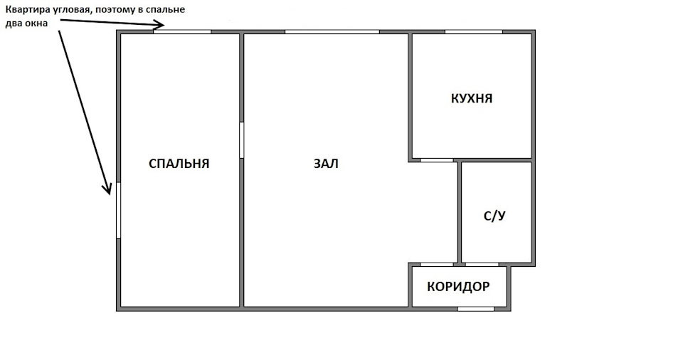 Dvushka plan înainte de reamenajare într-un convenabil trei ruble