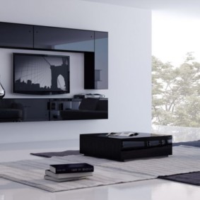 Siyah minimalist oturma odası mobilyaları