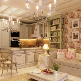 Provence style living room kitchen