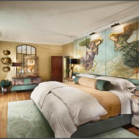 Artistic painting in the bedroom interior