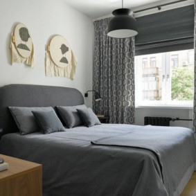Bedroom design in gray shades