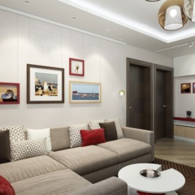 Wall decoration over the sofa in a modern apartment