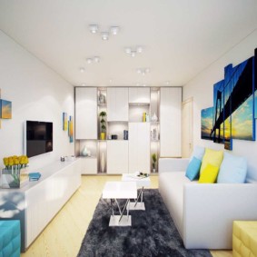 Interior decoration of the apartment with modular paintings