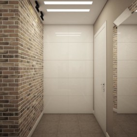 Brick wall in the hallway without furniture