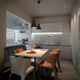 Different chairs in the dining area of ​​the kitchen