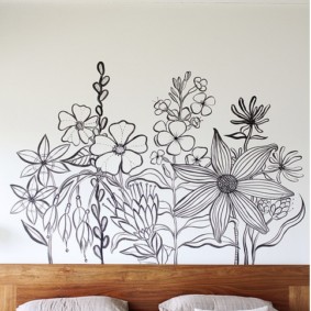 Trang trí tường hoa văn đơn giản trong phòng ngủ