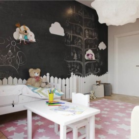 Slate wall in a children's room