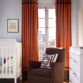 Orange curtains in a modern apartment