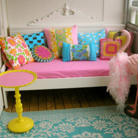 Pink upholstered sofa