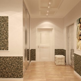papier peint combiné dans le couloir de la décoration photo de l'appartement