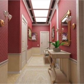 combined wallpaper in the corridor of the apartment design