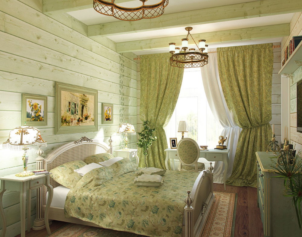 Bed in a rustic bedroom