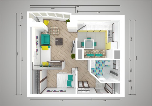 תוכנית שיפוץ דירות סטודיו בסגנון 44 טונות
