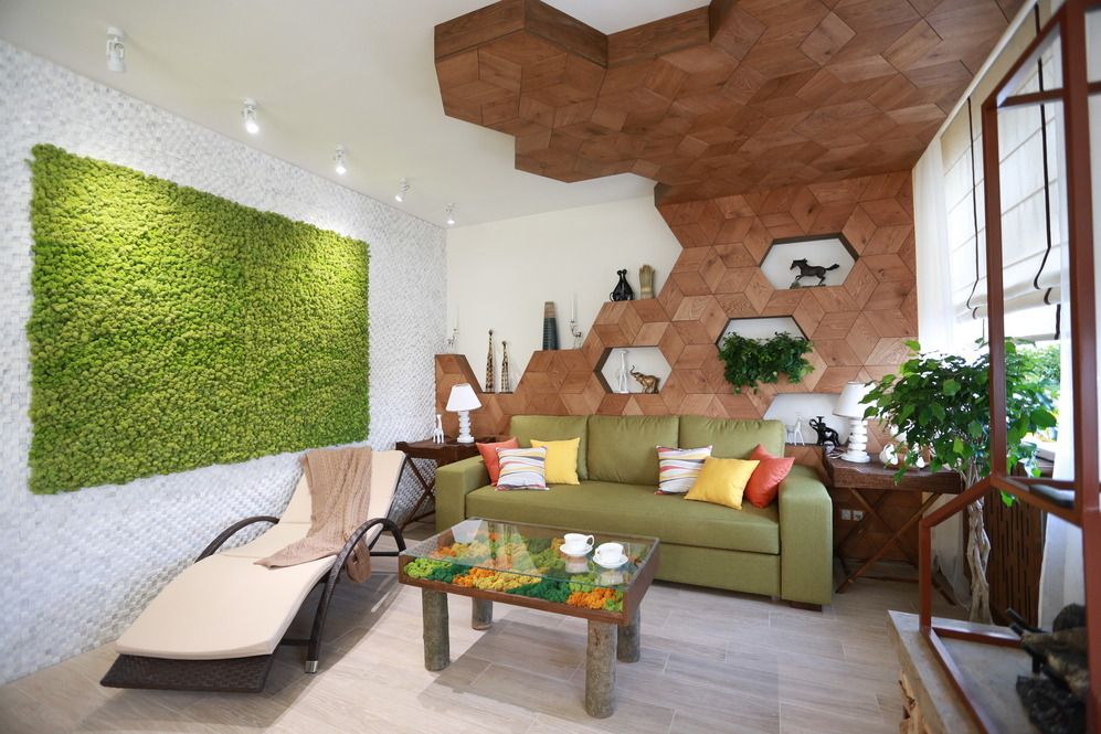 Modern living room apartments in eco style