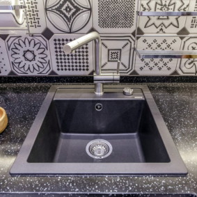 yapay taş fotoğraf dekor yapılmış mutfak lavabo