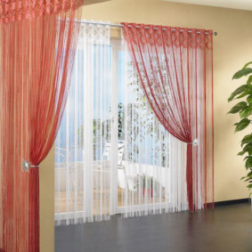 curtains in the kitchen interior photo