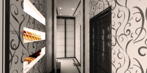 fond d'écran pour le couloir avec des portes sombres design photo
