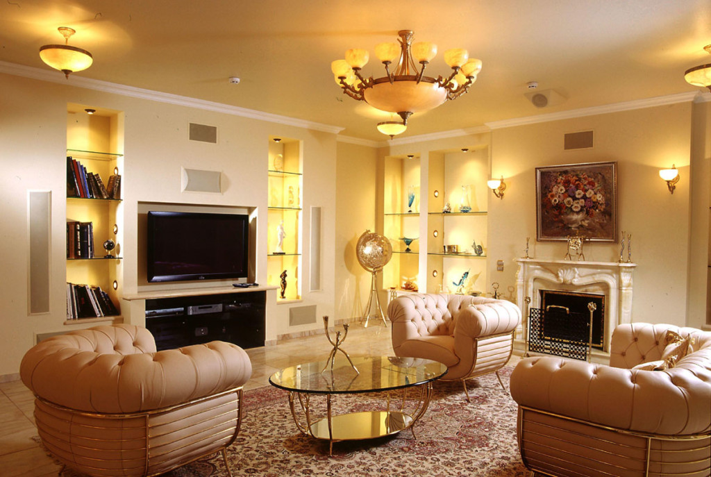 Một ví dụ về ánh sáng chất lượng cao của phòng khách trong căn hộ
