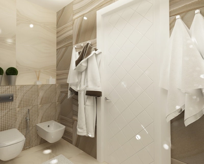 Porte en plastique blanc dans la salle de bain d'un appartement en ville
