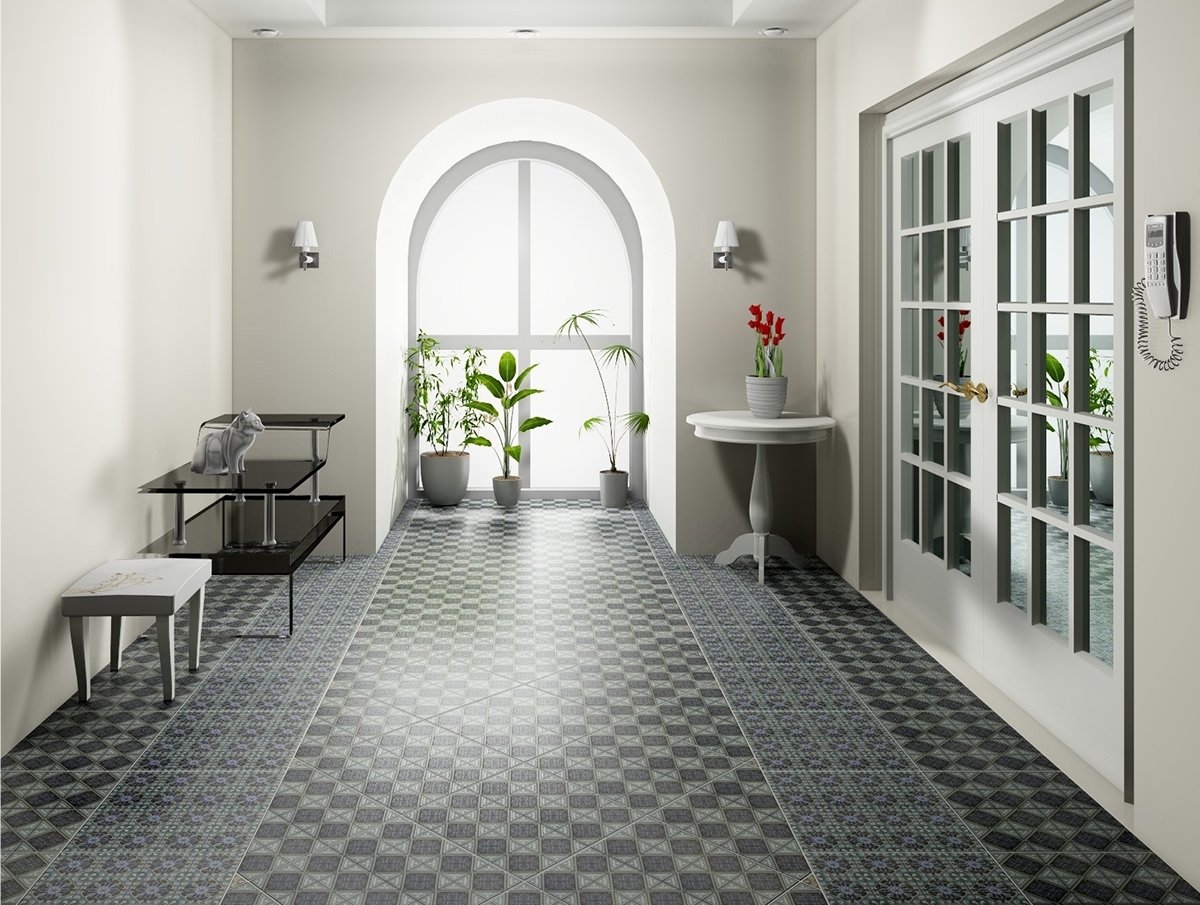 gạch lát sàn trong thiết kế ảnh hành lang